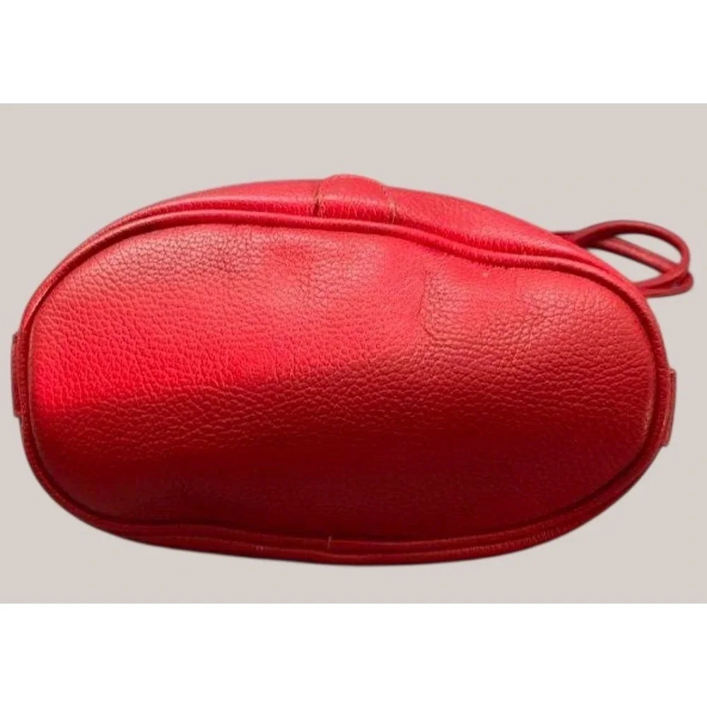 Valentina Red Genuine Leather Shoulder Bag Medium Zip Top Made in Italy